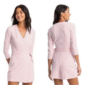 Southern Tide Moira pink Striped Performance Wrap Skort Romper XL NWT $128
